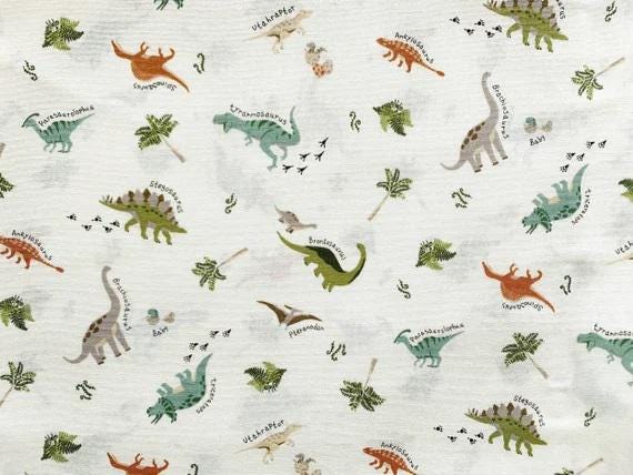 Little Dinosaurs - Cream - 1/2 yard