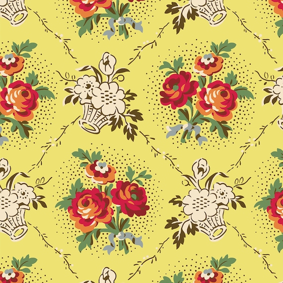 French Vintage by Petra Prins and Brigitte Giblin - DHER3000 Yellow - 1/2 yard