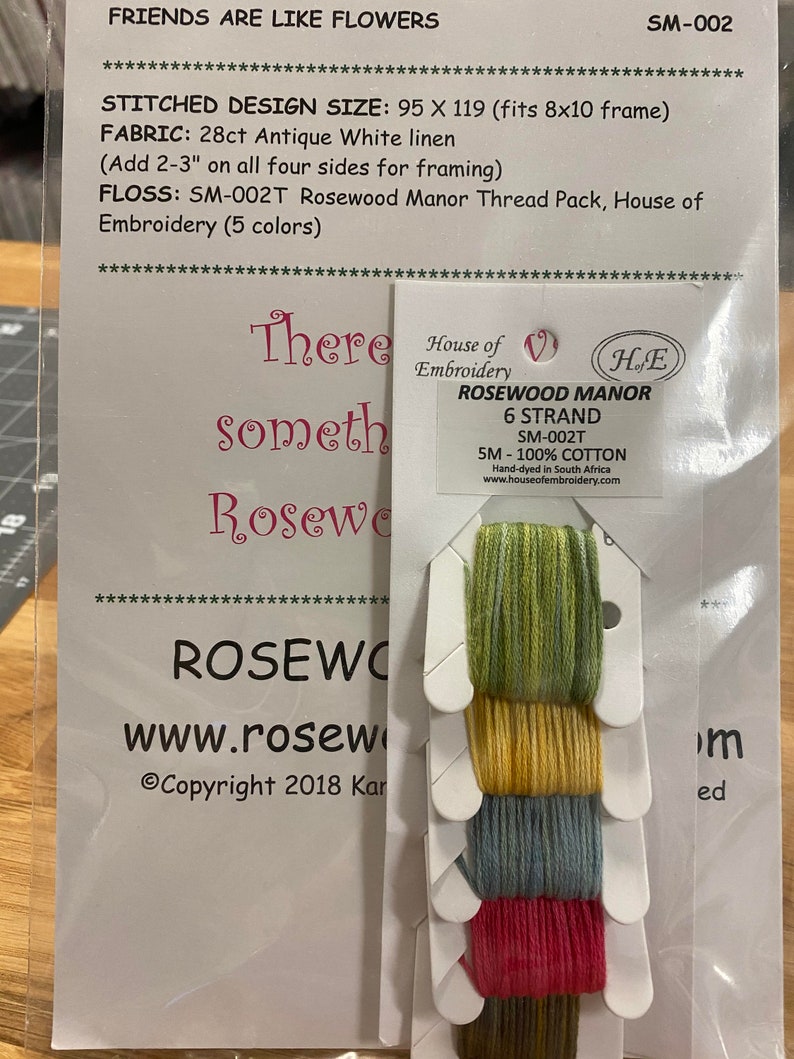 Chart with Threads Friends are like Flowers Rosewood Manor
