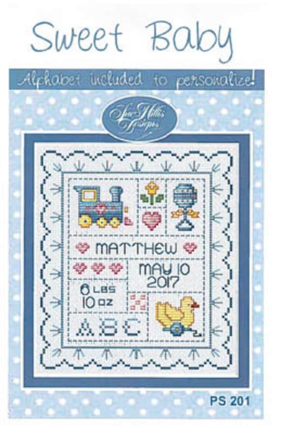 Sweet Baby - Sue Hillis Designs - Birth Sampler - Cross Stitch Chart