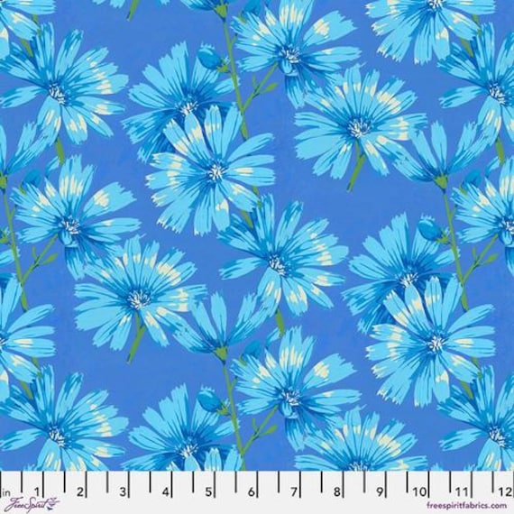 Nation of Flowers by Martha Negley - PWMN045 Blue - 1/2yd