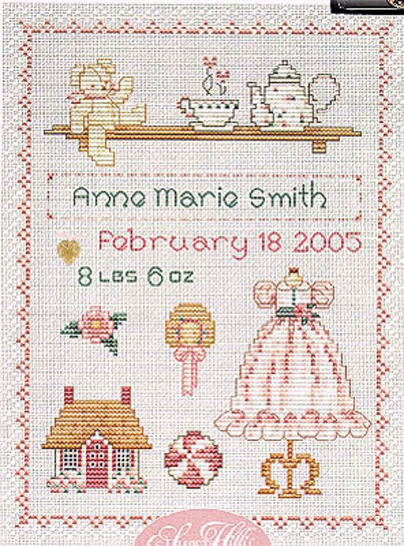 Sugar 'N Spice - Sue Hillis Designs - Birth Sampler - Cross Stitch Chart