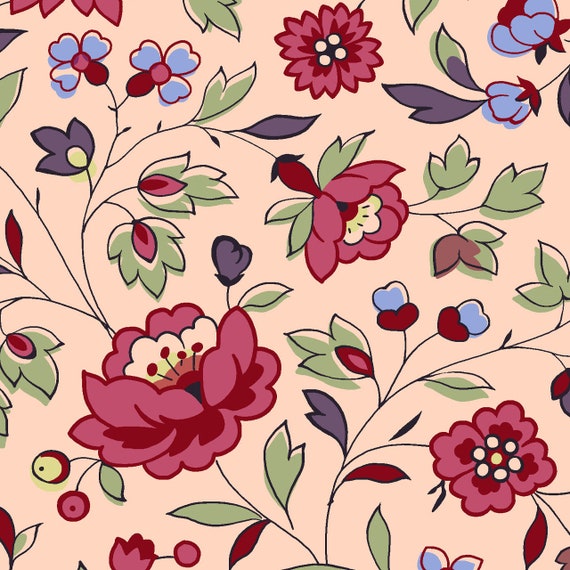 French Vintage by Petra Prins and Brigitte Giblin - DHER3003 Pink - 1/2 yard