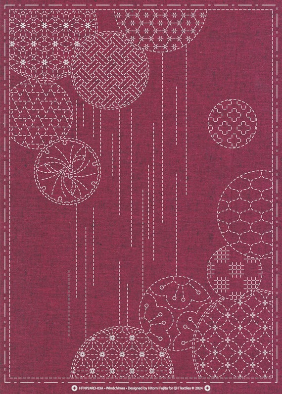 Sashiko Cloth - Windchimes - Cloth only