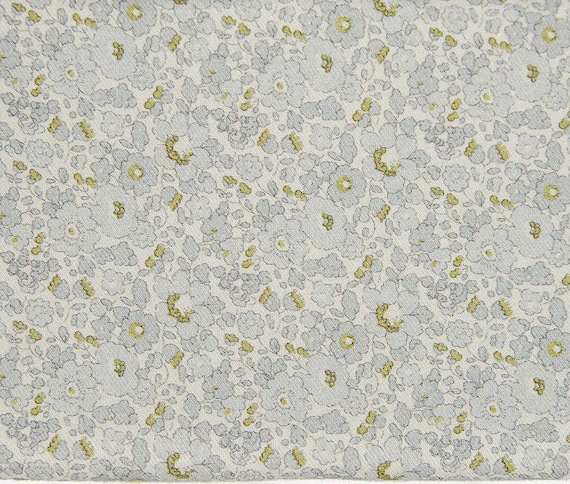 La Ta Te Baby Flower Blue Organic Twill LAPT122022 - 1/2 yard