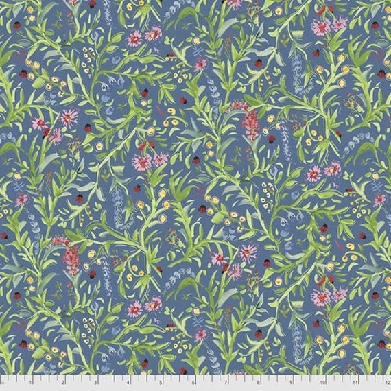 Ladybird PWDF316 Blue - Dena Designs - 1/2 yard