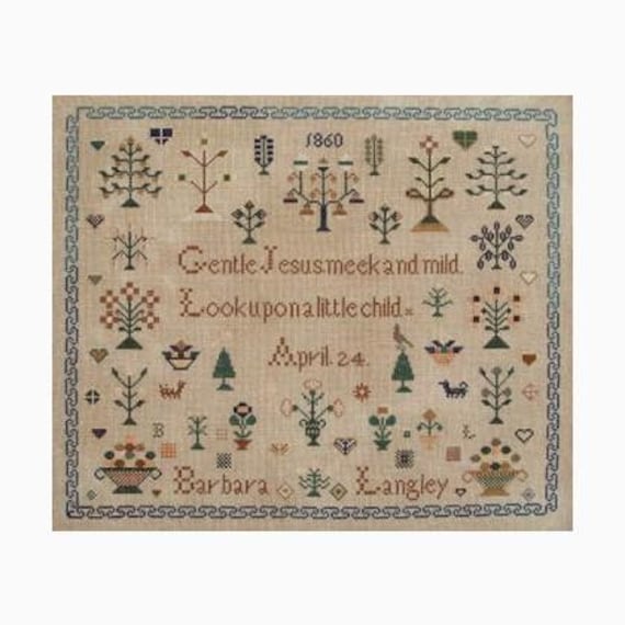 Barbara Langley 1860 - Queenstown Sampler Designs - Cross Stitch Chart