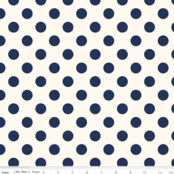 Medium Dot Navy on Cream C620-21 - Riley Blake