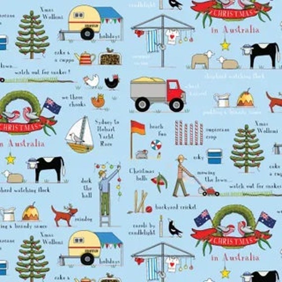 Christmas in Australia DV5485 - Red Tractor - 1/2 yard