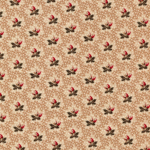 Dutch Heritage Light Brown Floral 1015 - 1/2 yard