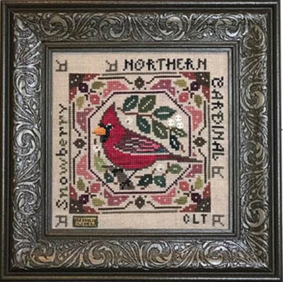 Birdie and Berries - Northern Cardinal - Tellin Emblem