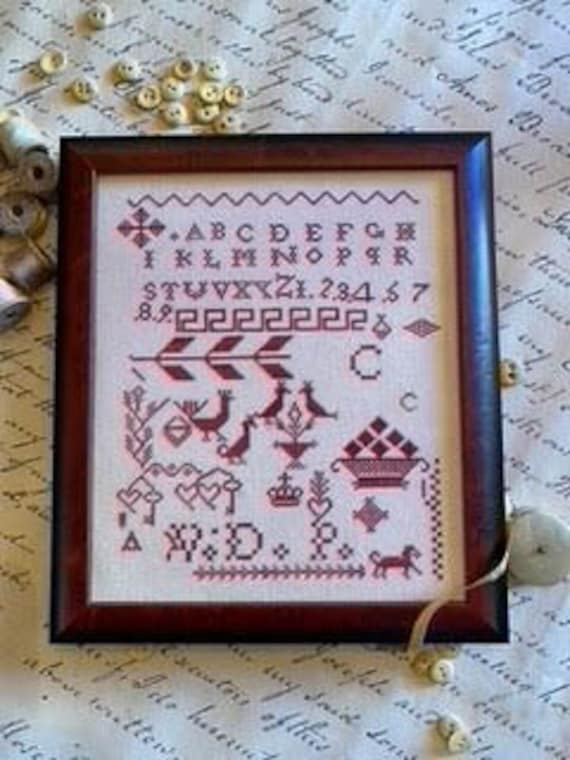 Carmella's Red Sampler - Hands to Work - Cross Stitch Chart