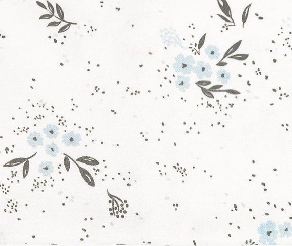La Ta Te Baby Flower Blue Organic Twill LAPT121022 - 1/2 yard