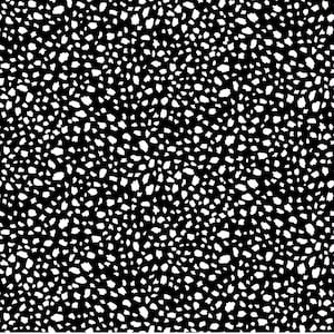 Peut inclure: Un motif sans couture avec un fond noir et une dispersion de formes blanches irrégulières. Les formes varient en taille et en densité, créant une texture tachetée. Ce motif convient à diverses applications, telles que le tissu ou le papier peint.