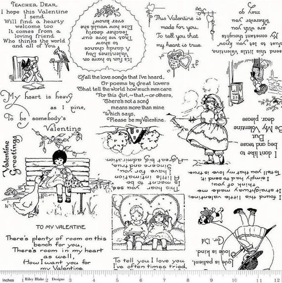 Be Mine Valentine C12783 Black - Riley Blake - 1/2 yard