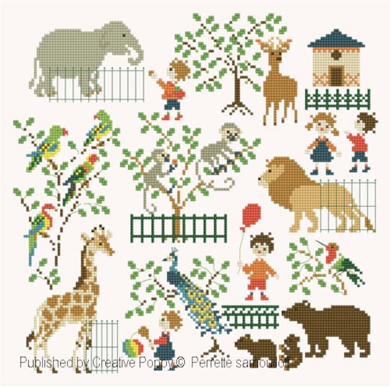 Baby at the Zoo- Perrette Samouiloff - Cross Stitch Chart