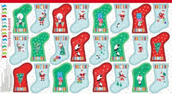 Jolly Santa Stocking Garland Advent Calendar 1958C