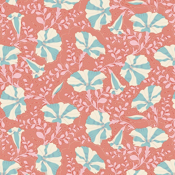 TILDA Gardenlife - Striped Petunia Coral 100309 - Fat Quarter