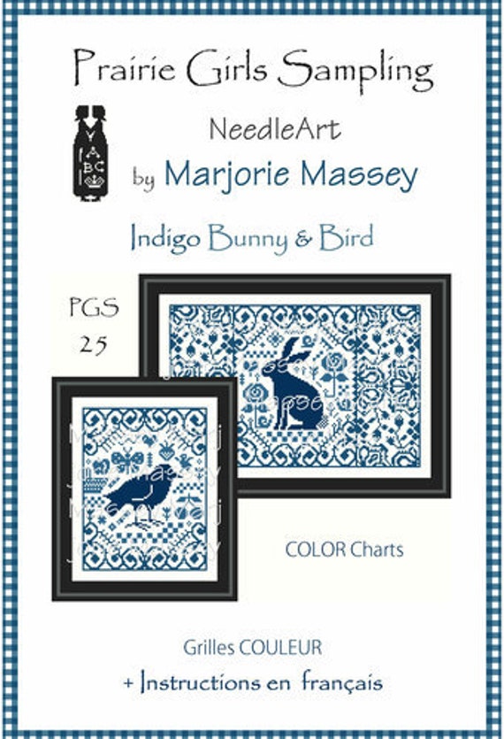 Indigo Bunny & Bird - Marjorie Massey - Cross Stitch Chart