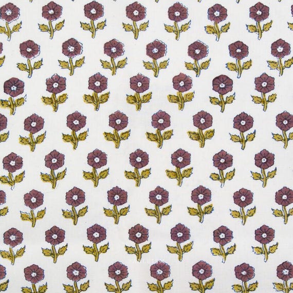 Fableism - Indian Block Prints Cottage Collection - BPCT-10-FWG-EGGPLANT - 1/2 yard