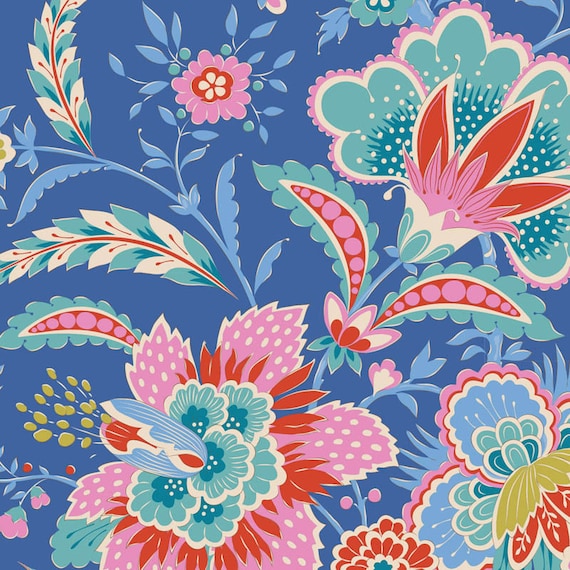 TILDA Bloomsville - Late Bloomer Sapphire 100508 - 1/4 yard