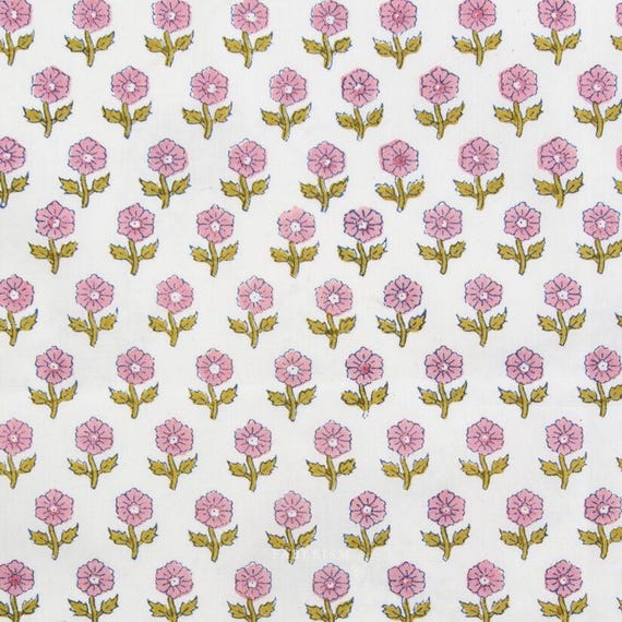 Fableism - Indian Block Prints Cottage Collection - BPCT-10-FWG-PINK - 1/2 yard