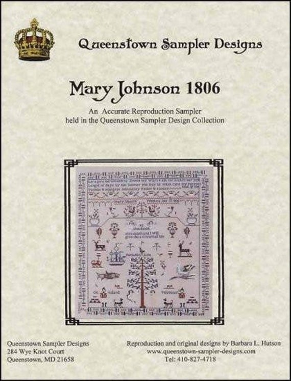 Mary Johnson 1806 - Queenstown Sampler Designs - Cross Stitch Chart