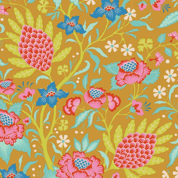 TILDA Bloomsville - Flowertangle Mustard 100516 - 1/4 yard