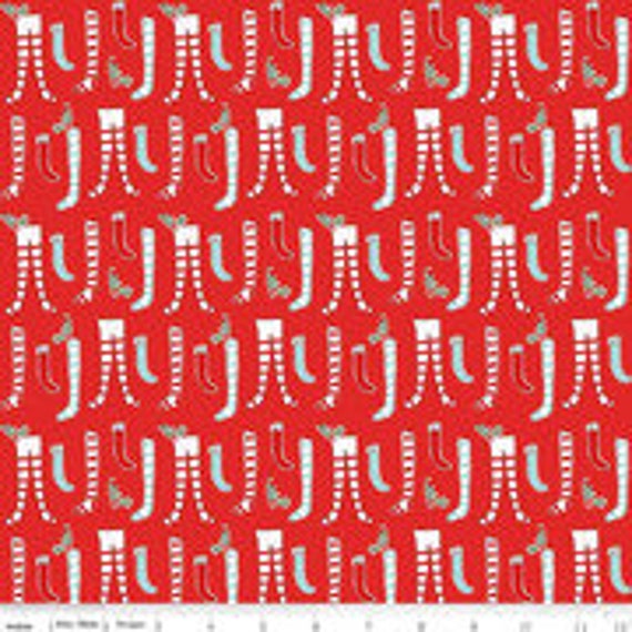 Pixie Noel 2 Stockings Red C12112 - 1/2 yard