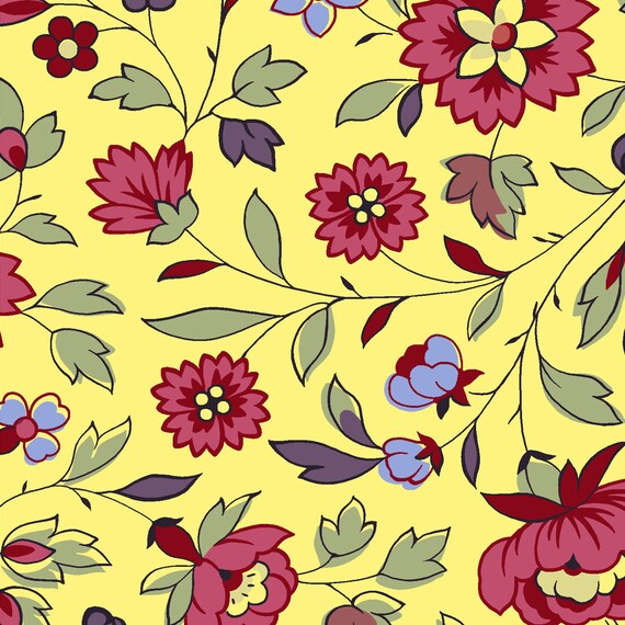 French Vintage by Petra Prins and Brigitte Giblin - DHER3003 Yellow - 1/2 yard