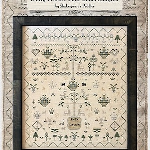 Dolly Fowles Vier-Löwen-Sampler – Shakespeares Hausierer – Kreuzstichkarte