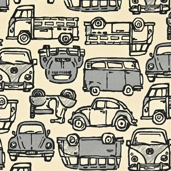 Graffiti Car by Kokka - Linen /Cotton 99100-2A - 1/2 Yard