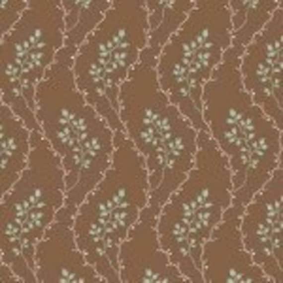 Cloverdale House Leaftrail Brown Blue 7967TN - 1/2 yard