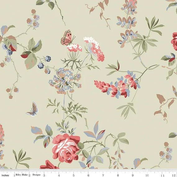 Anne of Green Gables Wideback Floral Sage WB16129 - 108inches x 1/2 yard