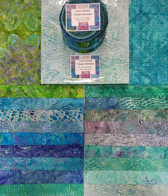 Ocean Mandala Batik Colour Roll - 42 x 2.5 inch strips