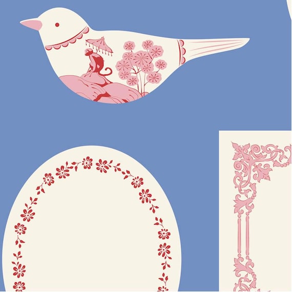 TILDA Something Blue Co-ordinates - Labels & Ornaments Blue 110173 - Fat Quarter