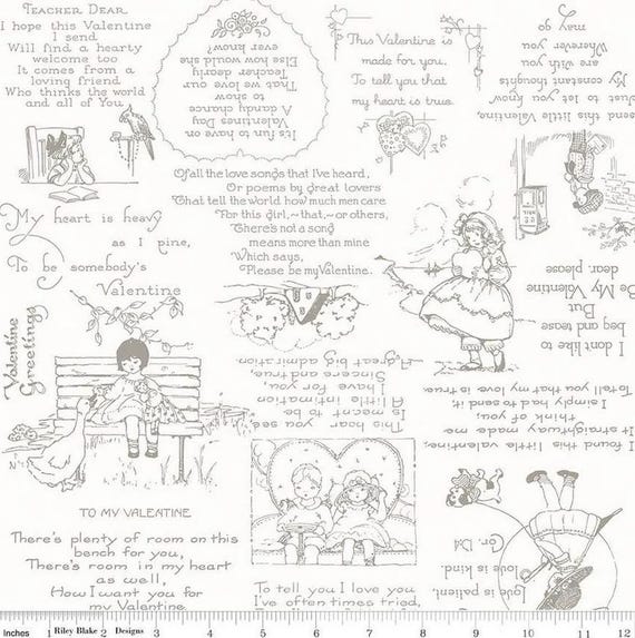 Be Mine Valentine C12783 Gray - Riley Blake - 1/2 yard