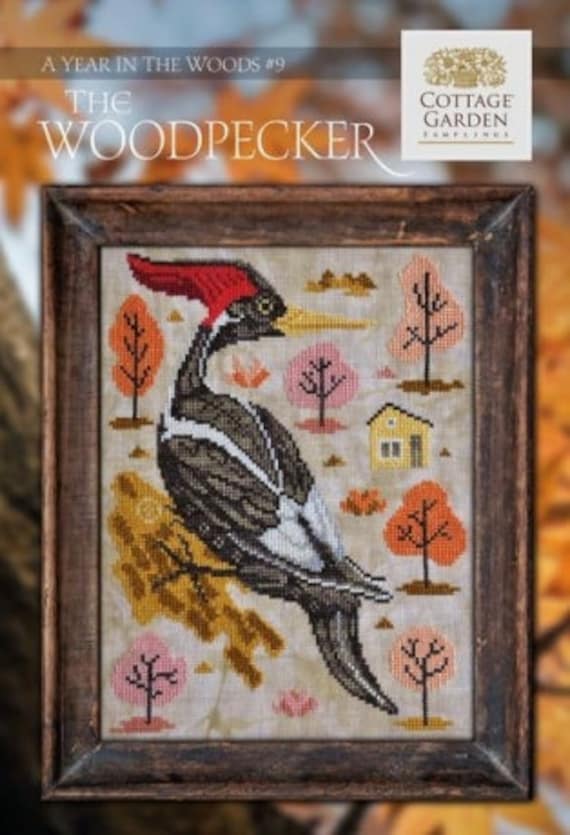 The Woodpecker - A Year in the Woods Pt 9 - Cottage Garden Samplings - Cross Stitch Chart