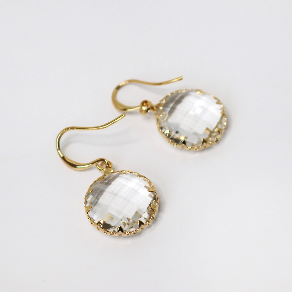 Lola Crystal Drop Earrings Gold Bridal Earrings Bridal Etsy