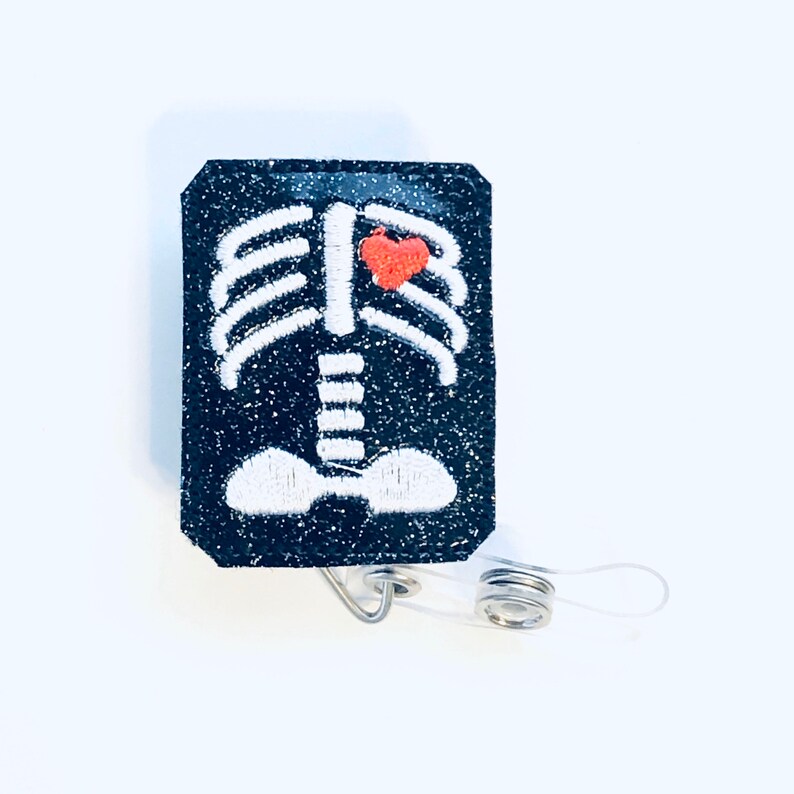 XRay Film Retractable Badge Reel Embroidered Glitter Vinyl Etsy