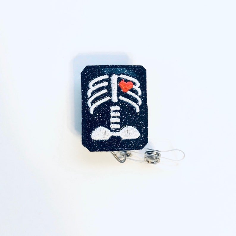 XRay Film Retractable Badge Reel Embroidered Glitter Vinyl Etsy