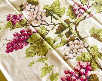 Vintage TABLECLOTH grape vine cotton