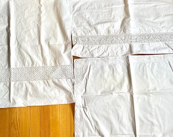 Three Antique Euroshams PARIS embroidered and/or crocheted