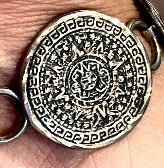 Sun God Sterling Silver bracelet Mexico 8-1/4” - image 2