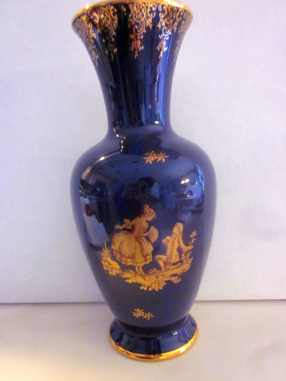 Limoges France Vase Cobalt Blue From Paris 10 Large Etsy