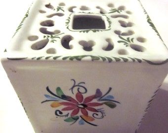 PORTUGAL Flower vase hand painted vintage square