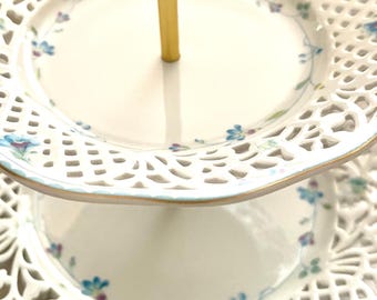 Vintage OSCAR de la Renta AMANDA UH 121/512, 2 tier fine china server West Germany