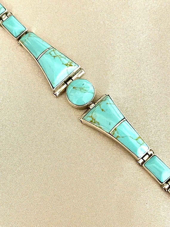 Turquoise and sterling silver 950 bracelet Mexico 