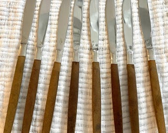 8 ETCO ETERNA Canoe Muffin MCM Stainless knives wood handles