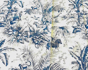 Toile de Jouy BLACKOUT curtains CUSTOM MADE 2 pairs animal scene